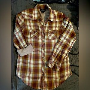 Angie size medium western women’s flannel button up blouse.
